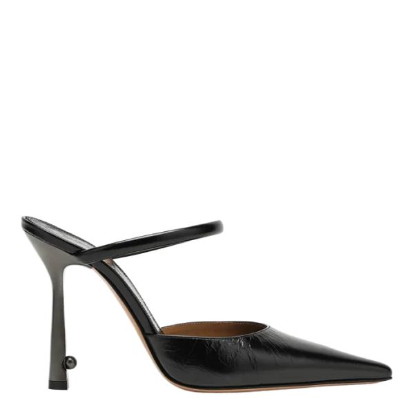 Lollipop black leather slingback