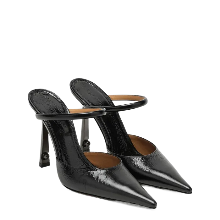 Lollipop black leather slingback