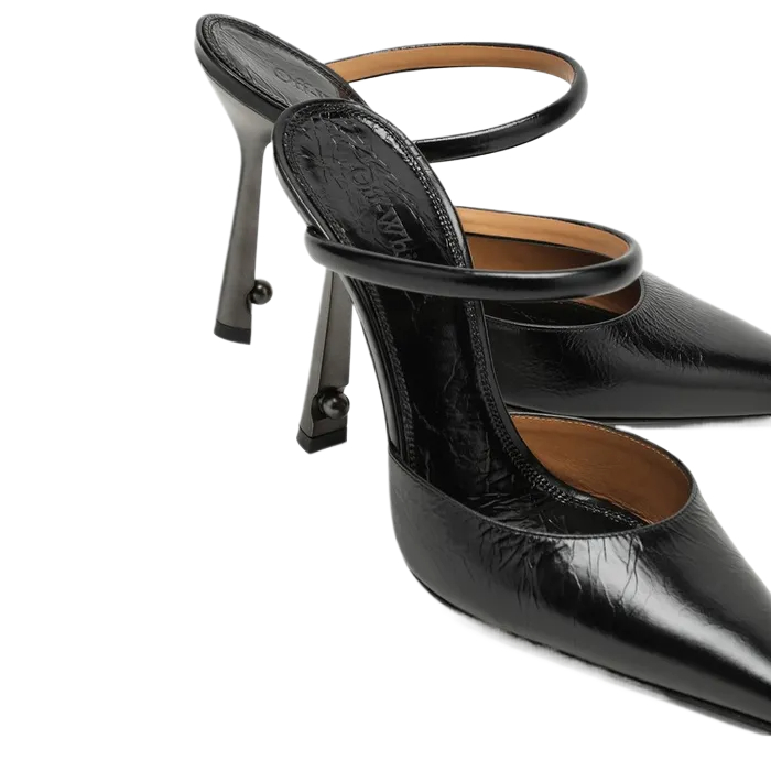 Lollipop black leather slingback