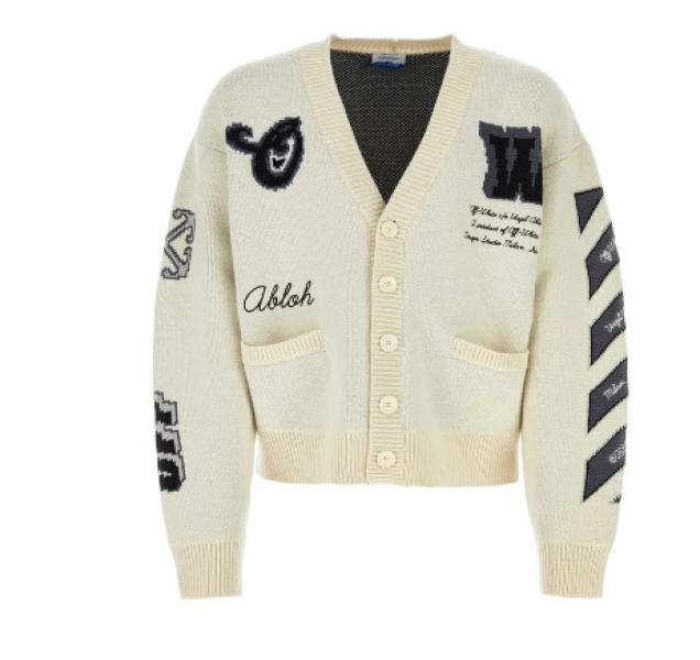 Ivory wool blend oversize cardigan