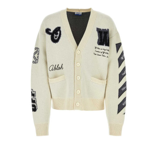 Ivory wool blend oversize cardigan