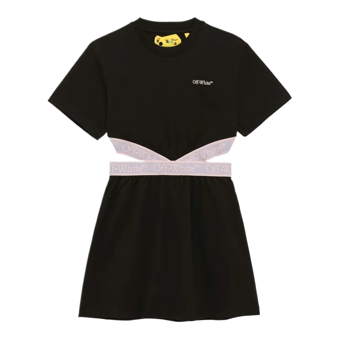 Black cotton dress with Bookish logo