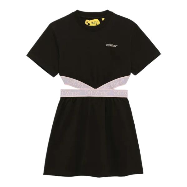 Black cotton dress with Bookish logo