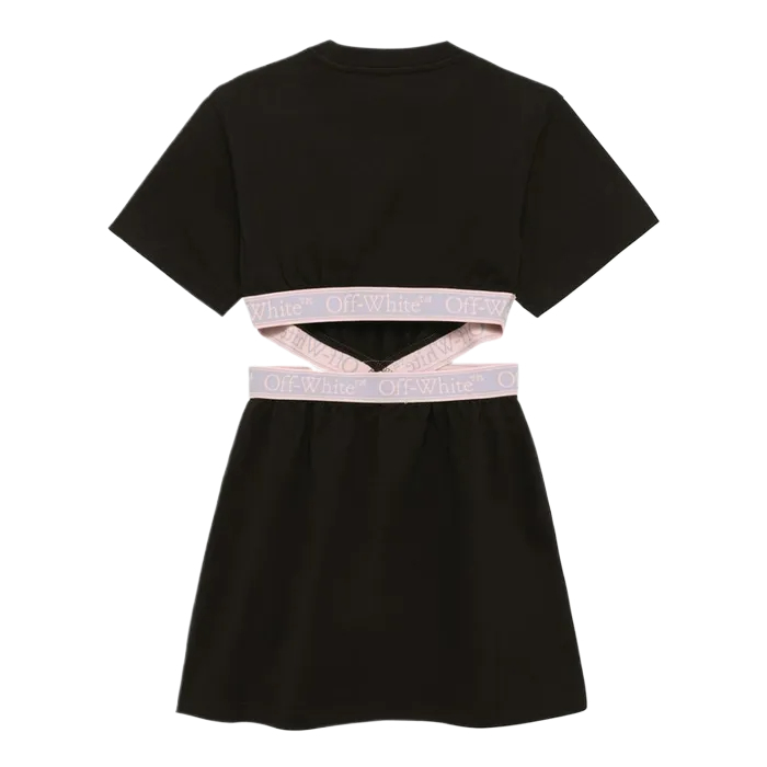 Black cotton dress with Bookish logo