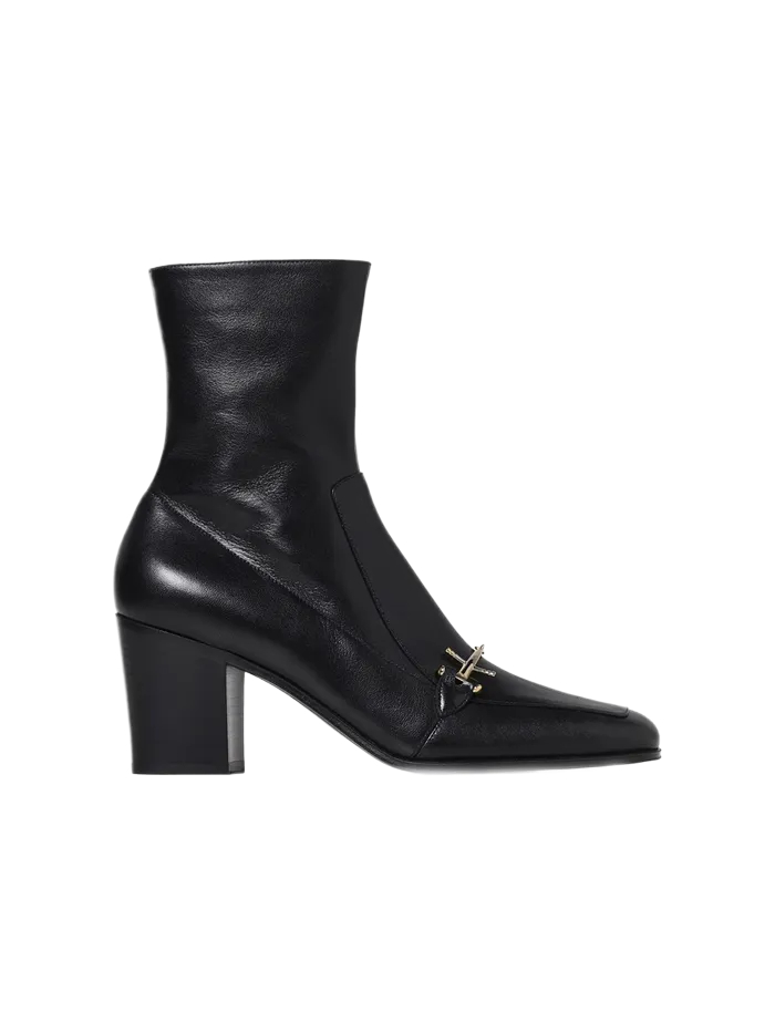 22FW SMOOTH LEATHER ANKLE BOOTS BLACK