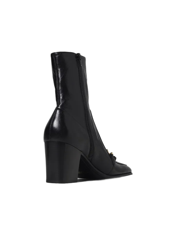 22FW SMOOTH LEATHER ANKLE BOOTS BLACK