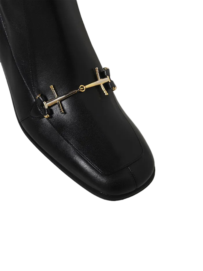 22FW SMOOTH LEATHER ANKLE BOOTS BLACK