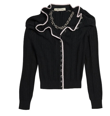 Y project merino wool cardigan with necklace