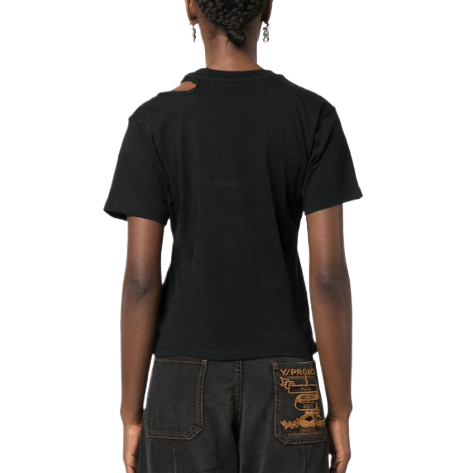 Logo cut-out detail cotton T-shirt