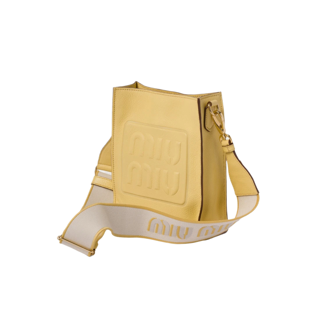 Madras Leather Shoulder Bag Lemon Yellow