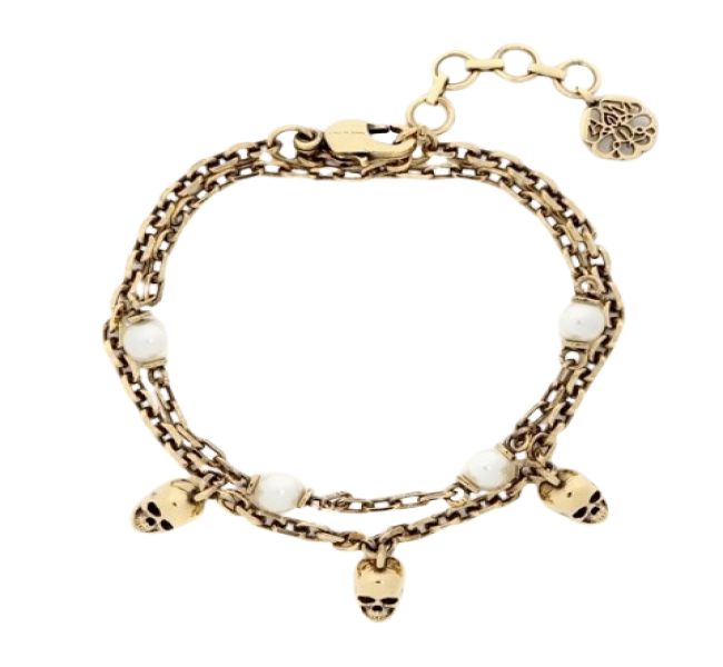 Pearl Skull Chain Bracelet