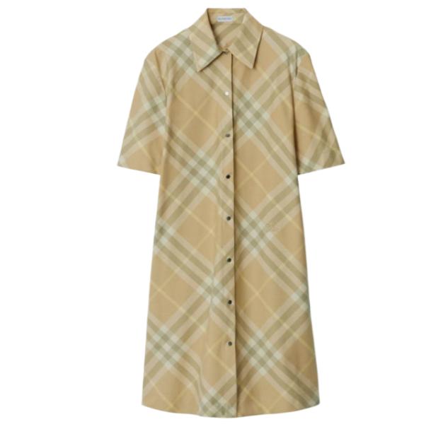 Checked cotton shirt dress