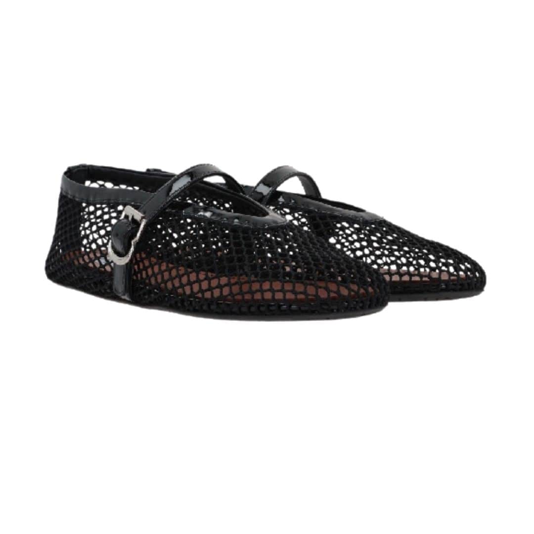 ALAIA buckle strap mesh flat shoes