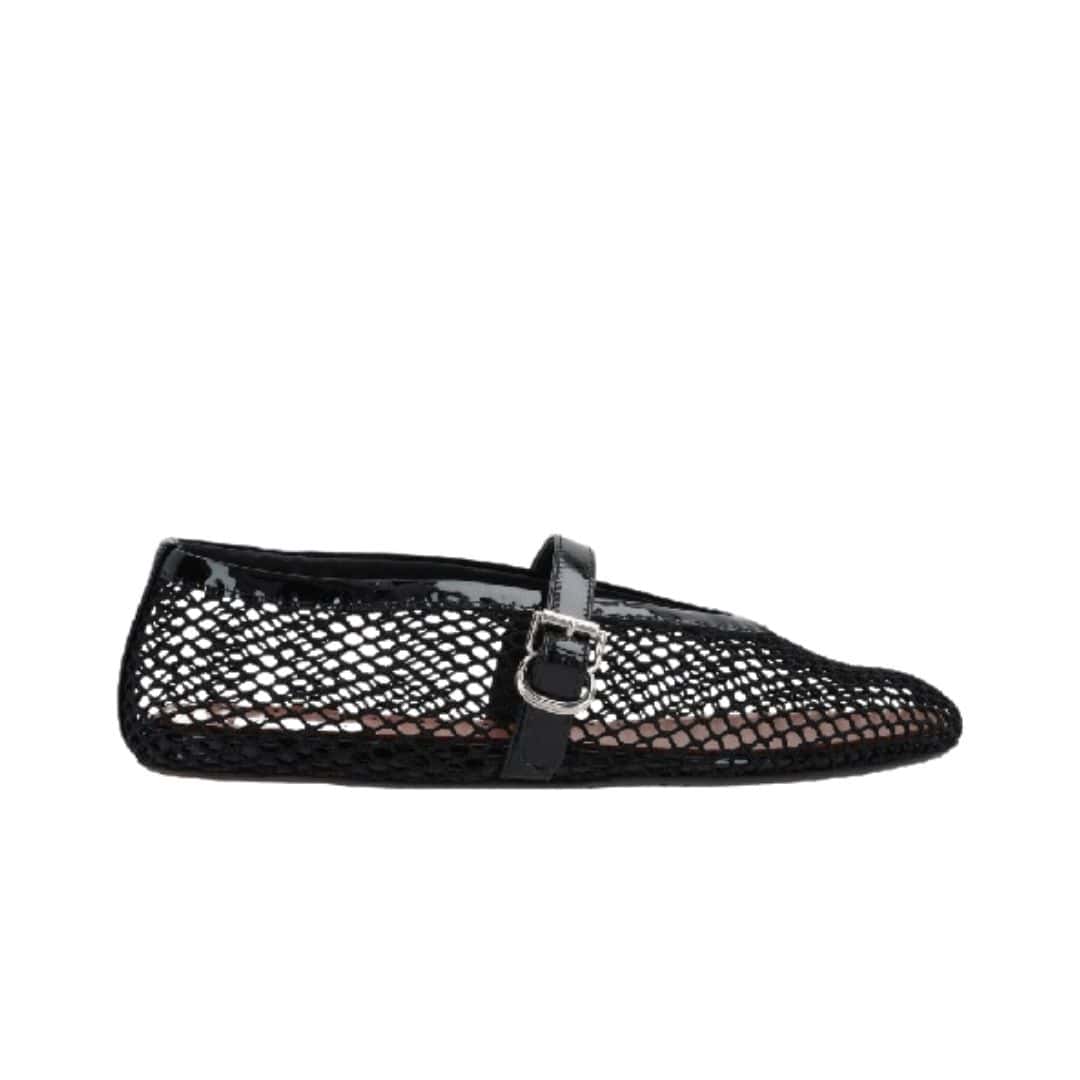 ALAIA buckle strap mesh flat shoes