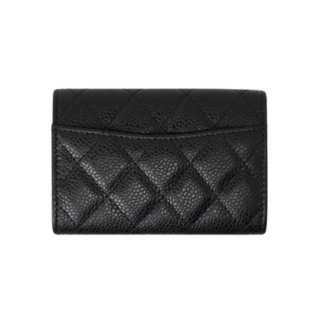Chanel Classic Card Holder Grained Calfskin & Gold Black