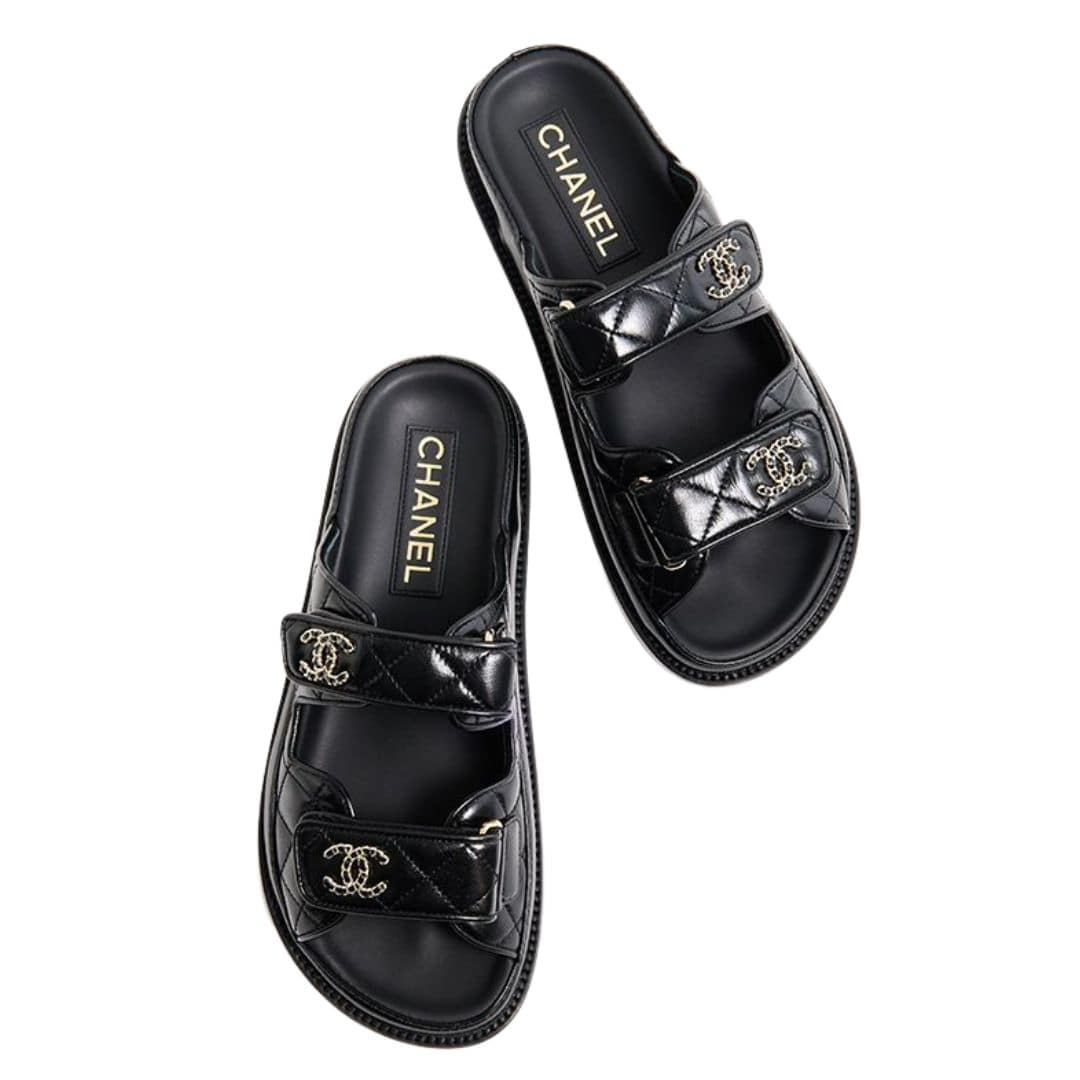 CHANEL chain CC logo velcro sandals