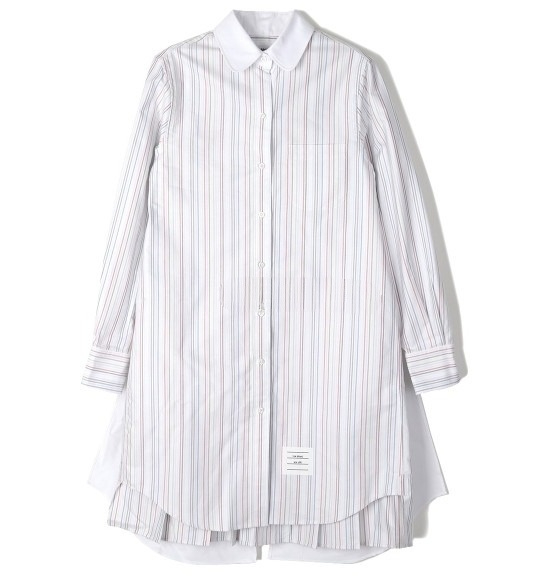 Pleated back stripe Oxford dress