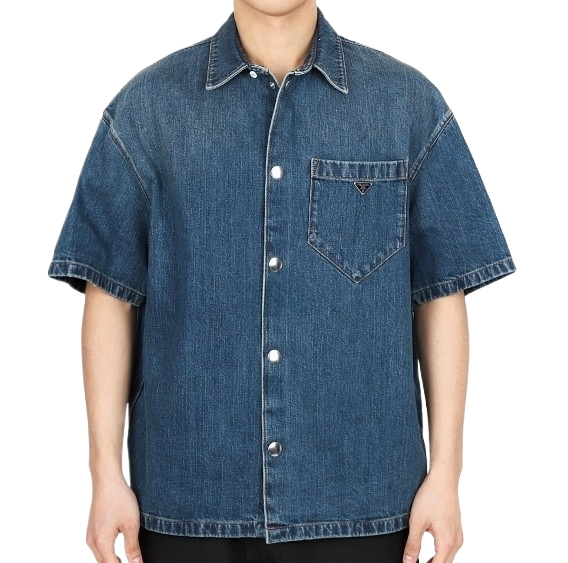Denim short sleeve shirt