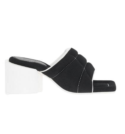 Square Toe Padded Fabric Mules Heel