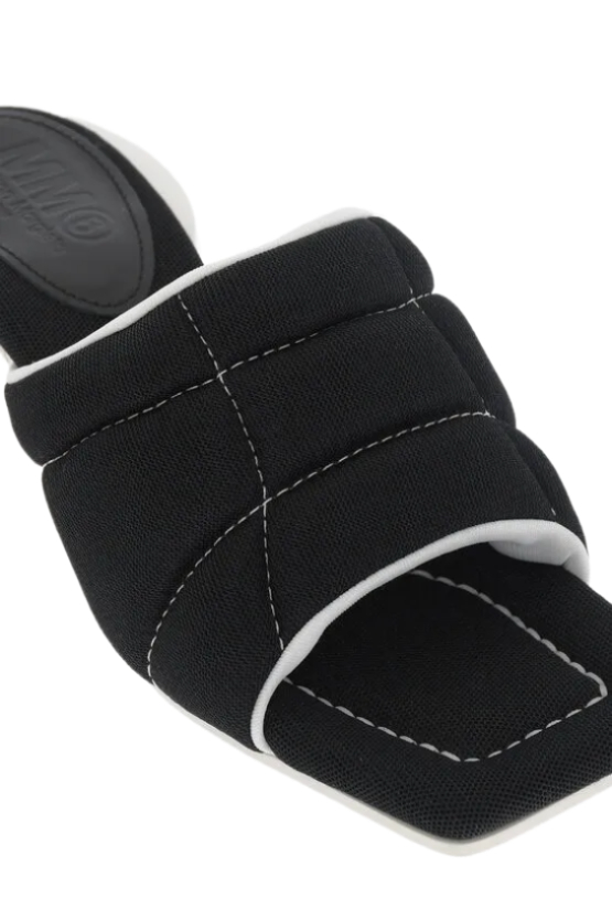 Square Toe Padded Fabric Mules Heel