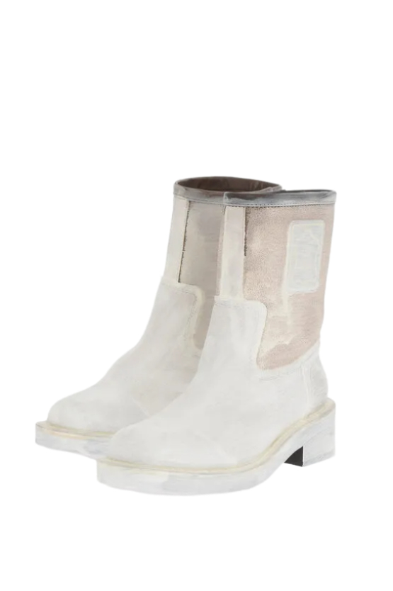 Coated Leather Ankle Booties