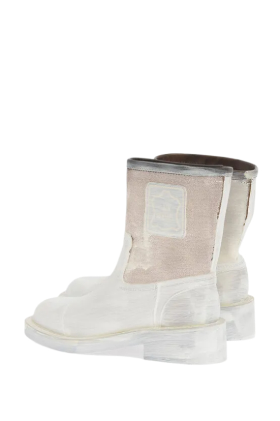 Coated Leather Ankle Booties