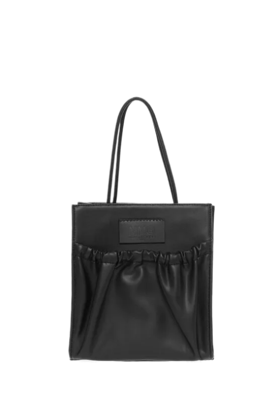 Faux Leather Tote Bag with ruched Pocket
