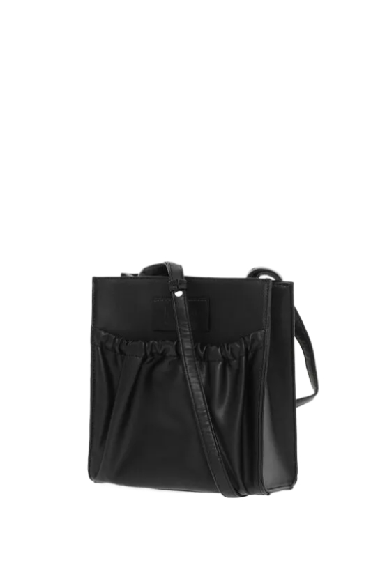 Faux Leather Tote Bag with ruched Pocket