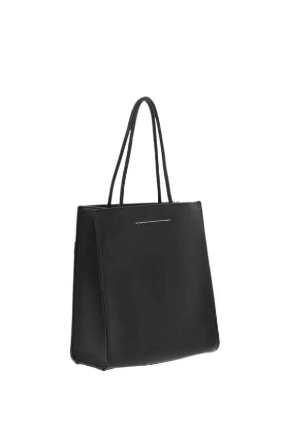 Faux Leather Tote Bag with ruched Pocket