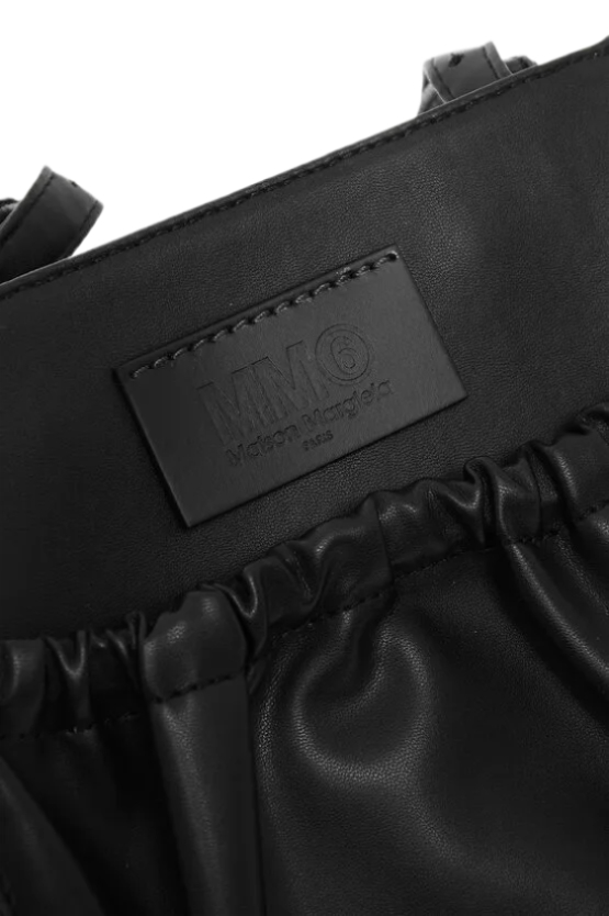 Faux Leather Tote Bag with ruched Pocket