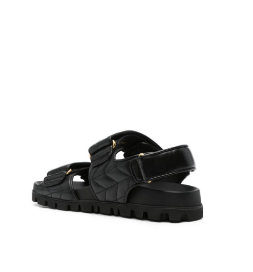 Metal Logo Matelasse Lambskin Sandals