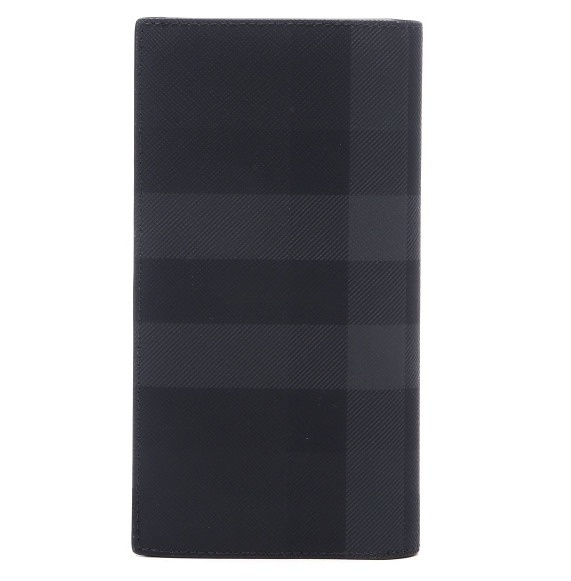 Checked leather folding card wallet