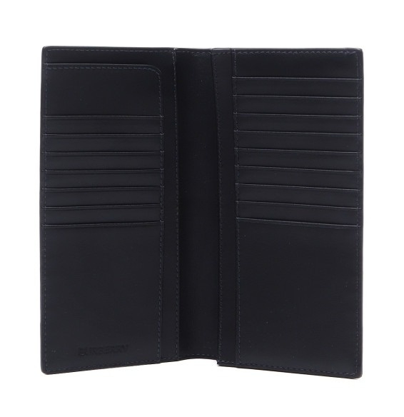 Checked leather folding card wallet