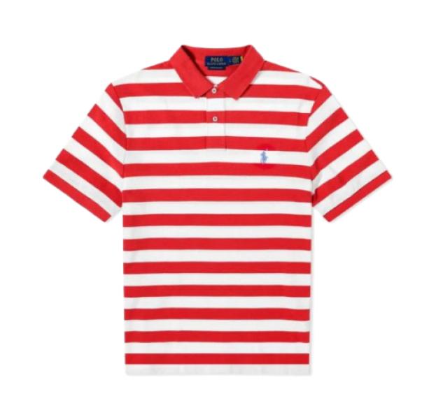 Pony logo embroidered striped polo shirt