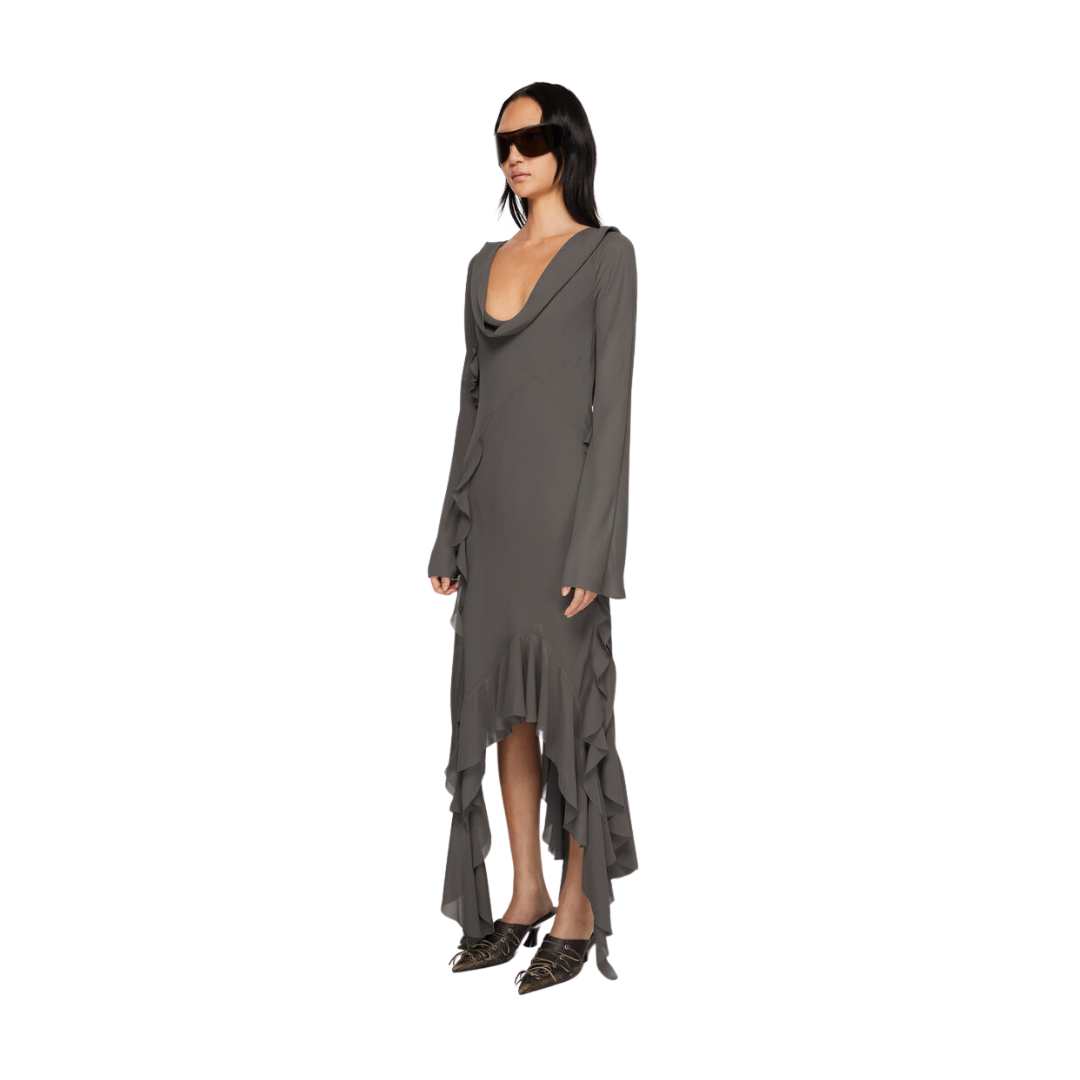 DRAPED RUFFLE DRESS