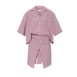 Striped half-sleeve shirt dress