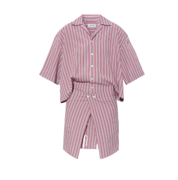Striped half-sleeve shirt dress