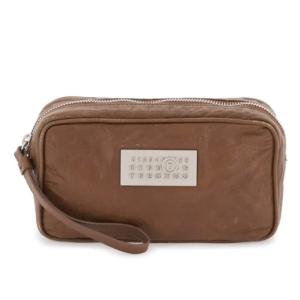 Number logo calfskin strap pouch