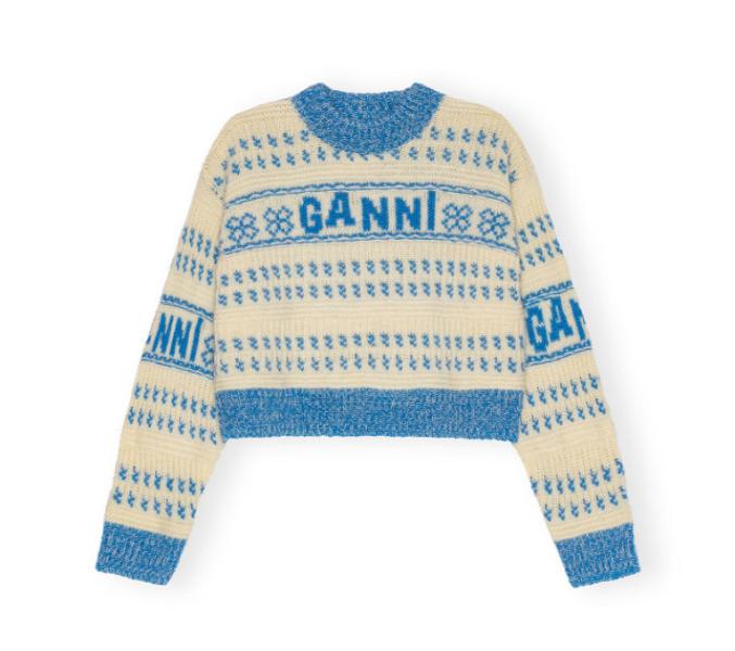Lambswool crop O-neck pullover