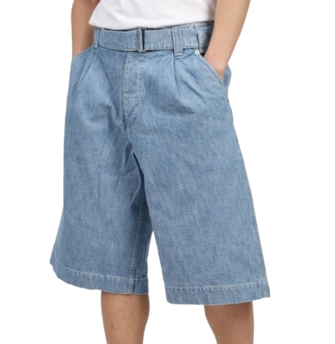 Military denim shorts