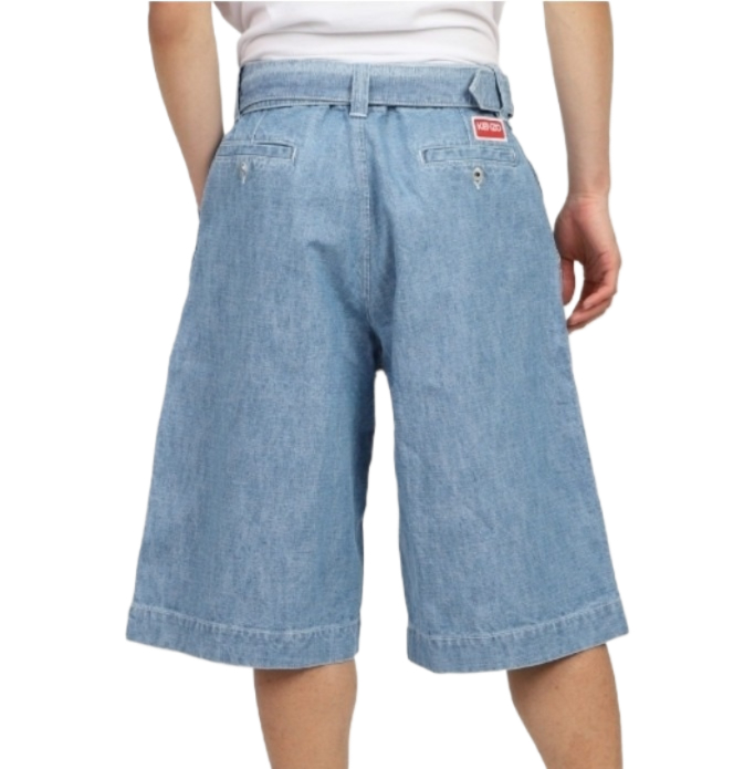 Military denim shorts