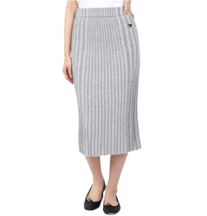Baby Fox Patch Rib Midi Skirt