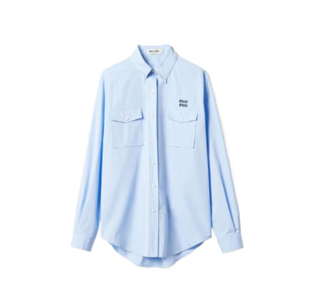 Chest logo poplin cotton shirt 