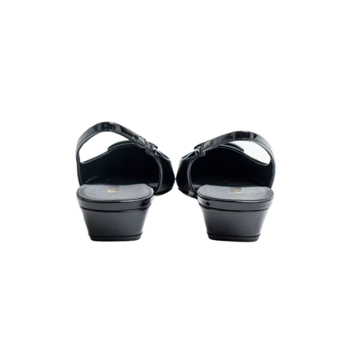 Triangular logo leather slingback heel
