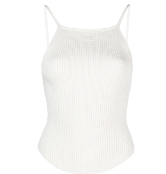 Logo embroidered ribbed top 
