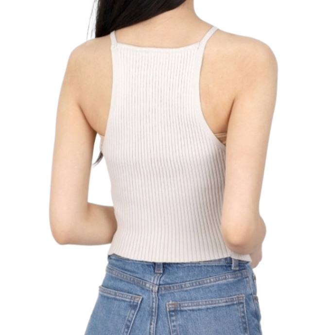 Logo embroidered ribbed top 