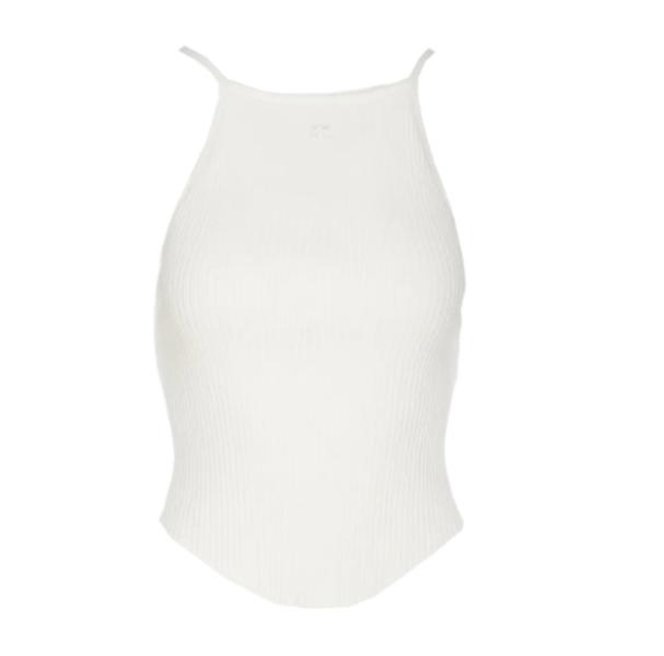 Logo embroidered ribbed top