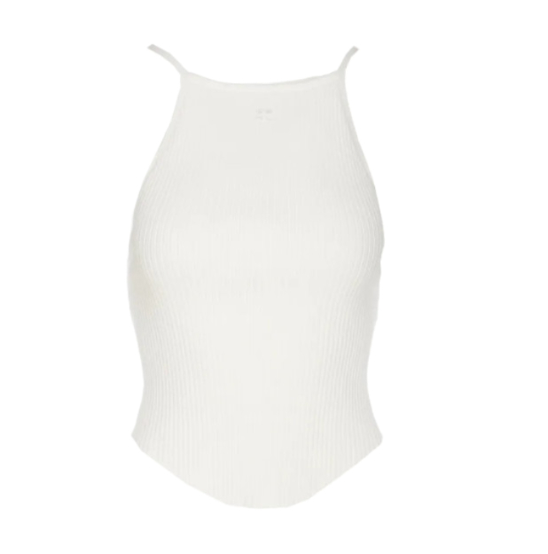Logo embroidered ribbed top