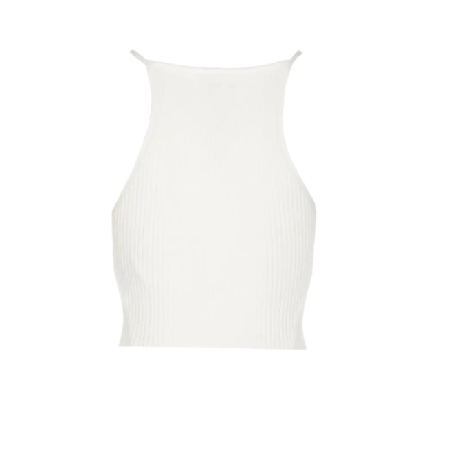 Logo embroidered ribbed top