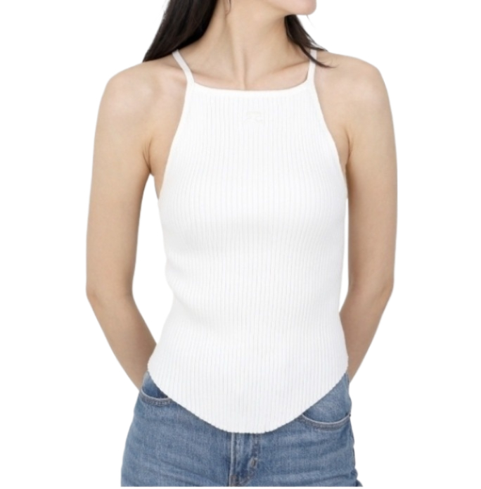 Logo embroidered ribbed top